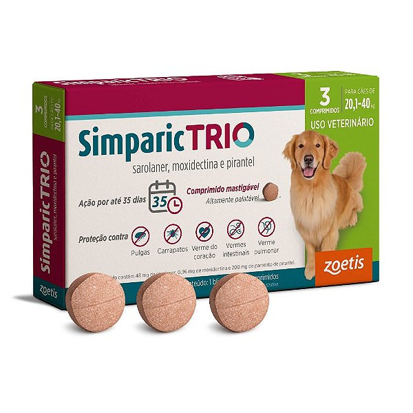 Simparic Trio 48mg 20,1 a 40kg 3 Comprimidos