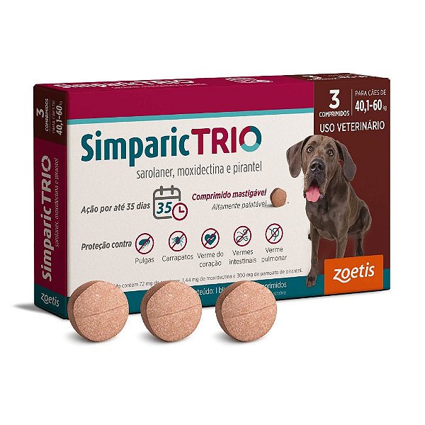 Simparic Trio 72mg 40,1 a 60kg 3 Comprimidos