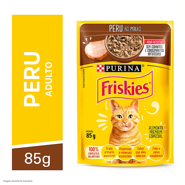 Sachê Purina Friskies Peru ao Molho para Gatos Adultos - 85 g