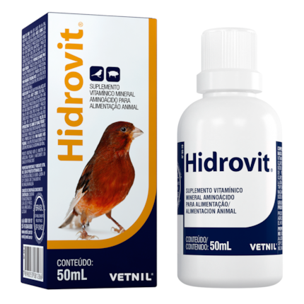 Hidrovit Vetnil Vitaminas e Eletrólitos para Aves e Suínos - 50 ml