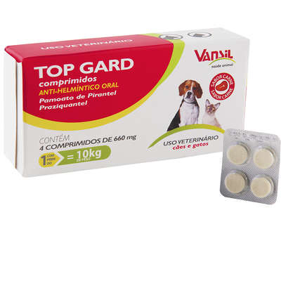 Top Gard 660 mg Vansil 4 Comprimidos - Cães e Gatos