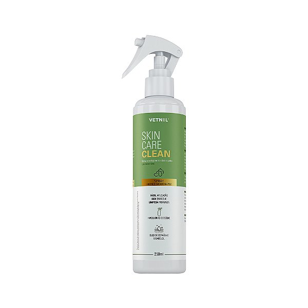 Skin Care Clean Vetnil 250 mL - Spray de Higiene para Cães e Gatos