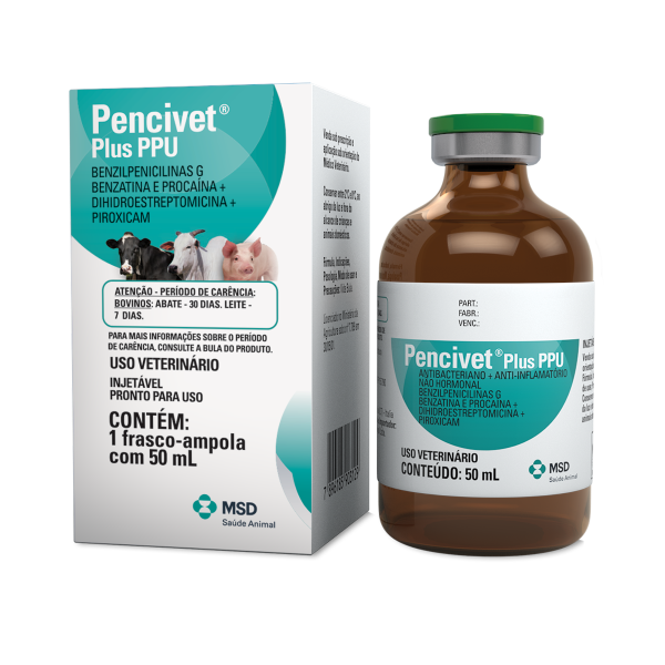 Pencivet Plus PPU MSD 50 ml Antibacteriano Injetável