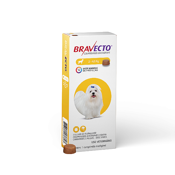 Bravecto Antipulgas e Carrapatos para Cães de 2 a 4,5 Kg