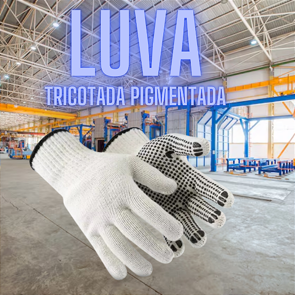LUVA DE ALGODÃO TRICOTADA PIGMENTO PACOTE 12 PARES