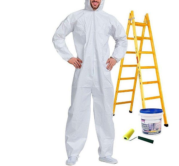 MACACÃO DE SEGURANÇA BRANCO C/ CAPUZ TAM GG