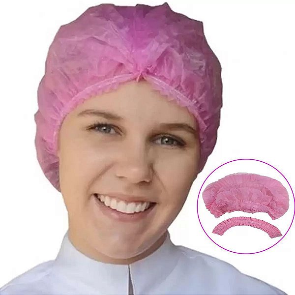 TOUCA DESCARTÁVEL SANFONADA TNT ROSA PACOTE COM 100 UNIDADES