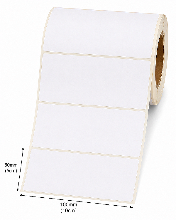 Etiqueta Térmica 100X50mm (10cm x 5cm) Adesiva Branca rolo 31 metros