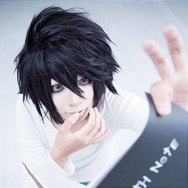 Death Note L Perucas de Cosplay, Perucas Sintéticas Masculinas, Preto,  Curto, Fofo, Em camadas, Resistência ao Calor, Anime, Festa - AliExpress