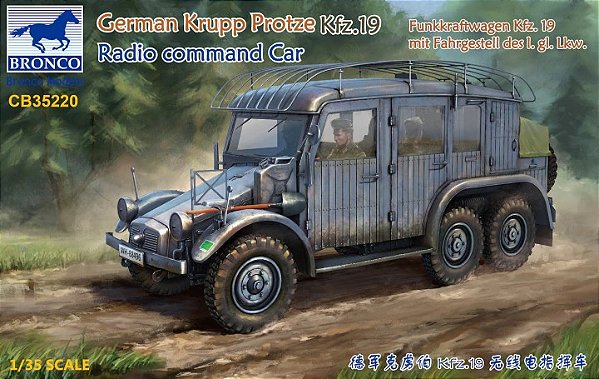 Miniatura de Veículo Rádio Comando Krupp Protze Kfz.19 1/35 Bronco
