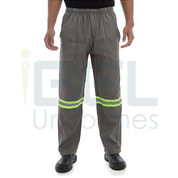 Calça Cintura Elástico Total com faixas refletivas - Cinza