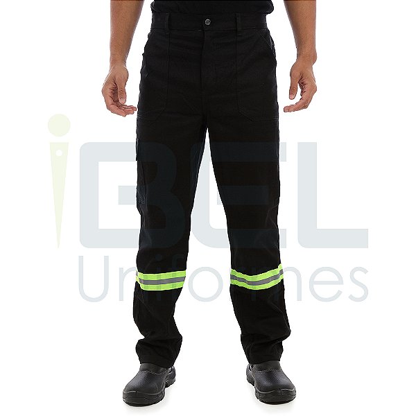 Calça Cintura ½ elástico com faixas refletivas - PRETO