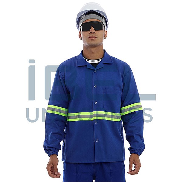 Camisa com fechamento em botão e faixa refletiva - Azul Royal