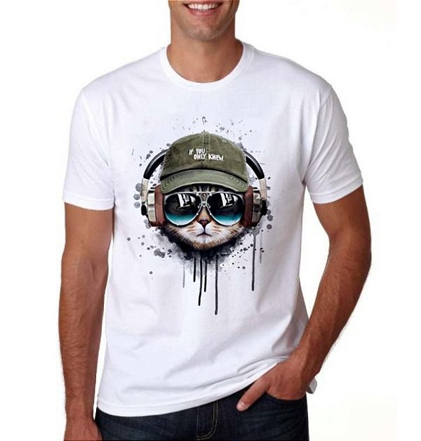 Camiseta - Gato Fone de Ouvido