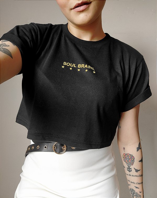 T-shirt Cropped Soul Brasil - Preta