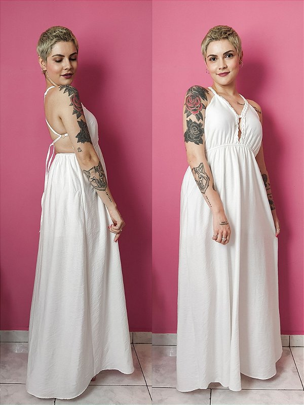 Vestido longo trançado - Off