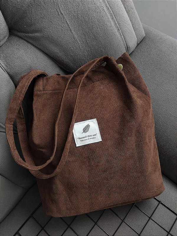 Bolsa ecobag em veludo - Marrom