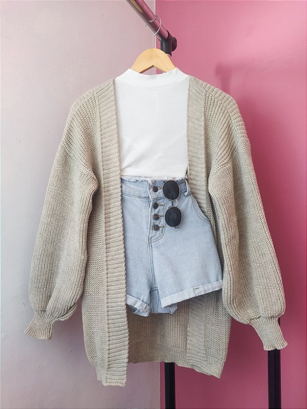 Cardigã tricot Lana - Areia