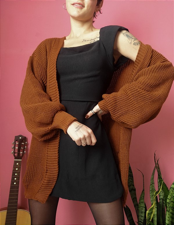 Cardigã tricot Lana - Ferrugem