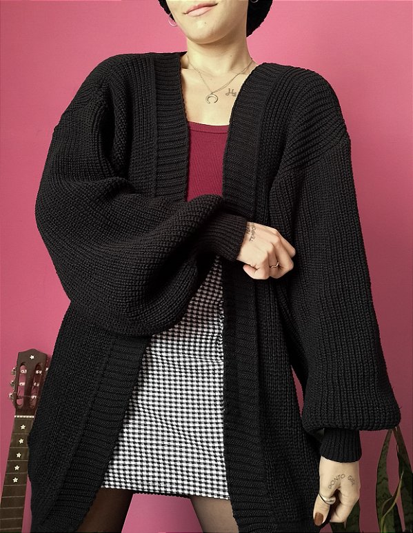 Cardigã tricot Lana - Preto
