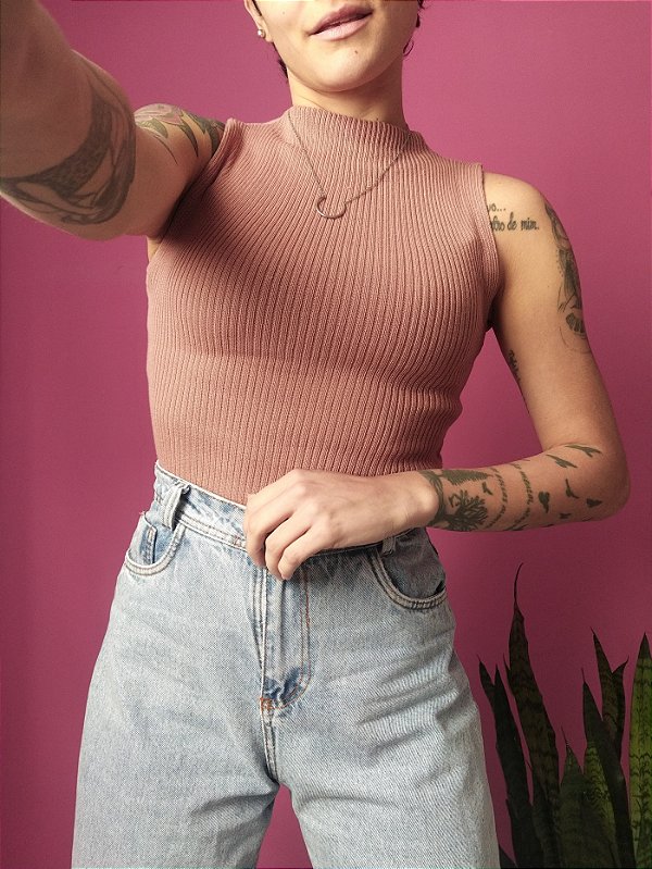 Blusa Garrafinha Tricot - Rose