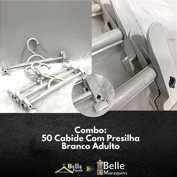 Kit 50 unid - Cabide com Presilha Branco