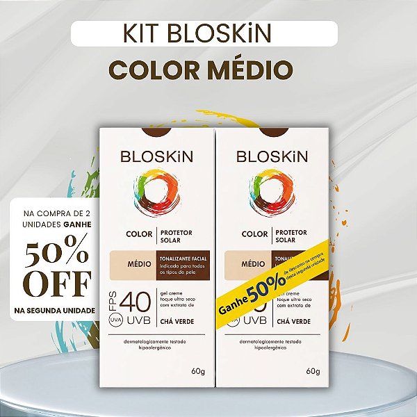 KIT PROTETOR SOLAR BLOSKiN COLOR MÉDIO FACIAL | COMPRE 1 E GANHE 50% OFF NO 2º