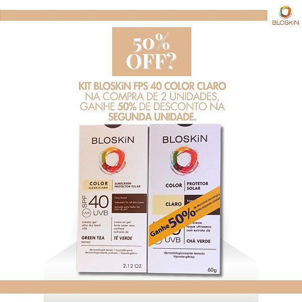 PROMOÇÃO KIT BLOSKiN FPS 40 COLOR CLARO