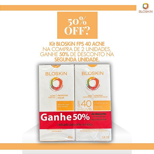 Compre 2 unidades de BLOSKiN ACNE e  ganhe 50% de desconto na 2ª unidade