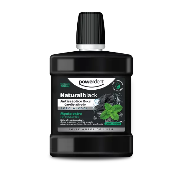 ANTISSÉPTICO BUCAL BLACK - CARVÃO ATIVADO - ZERO ÁLCOOL - MENTA - 500ML