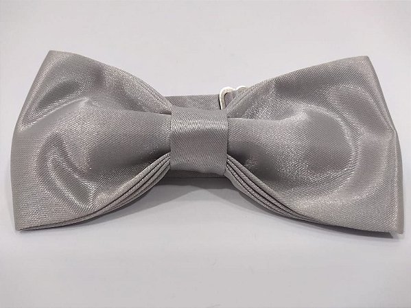 2022-01 GRAVATA BORBOLETA LISA EM POLIÉSTER PRATA