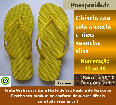Chinelo com sola amarela e tiras amarelas slins feminino
