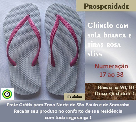 Chinelo com sola branca e tiras rosa slins feminino