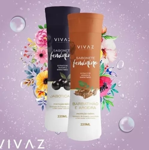 Sabonete Íntimo: Kit 1 Jaboticaba Vivaz 220ml + 1 Barbatimão e Aroeira Vivaz 220ml