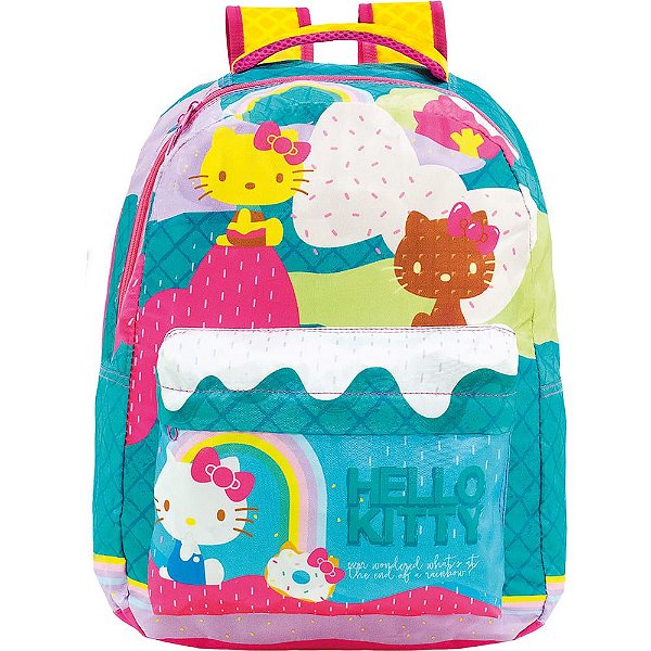 Bolsa Mochila Infantil Hello Kitty Menina 9052 Com 2 Compartimentos