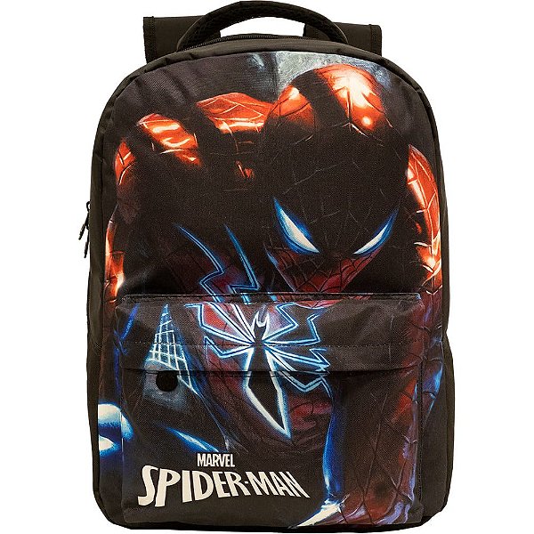 Mochila Bolsa Escolar Spider-Man 9829 2 Compartimentos Homem Aranha