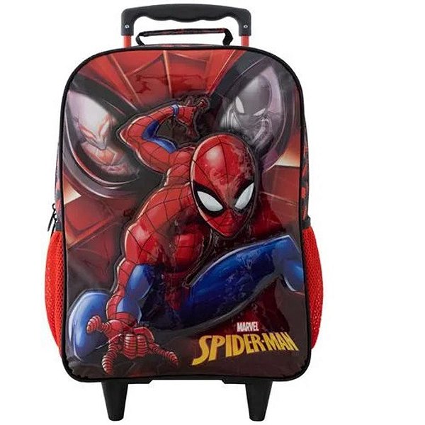 Mochila Mala com Rodas Escolar Infantil 16 Spider Man 9470 Homem Aranha