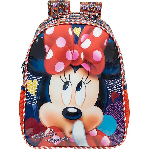 Mochila Infantil Escolar Minnie Mouse Vermelha 9363 Menina