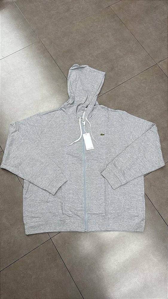 MOLETOM LACOSTE HOODIE ORGANIC COTTON LIGHT GREY