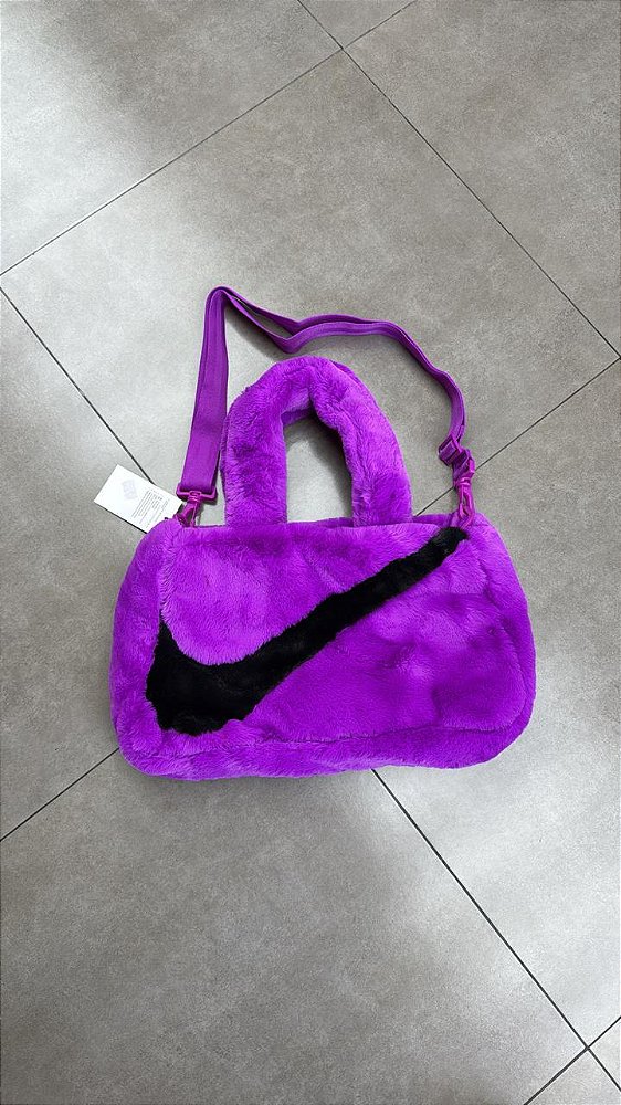 TOTE BAG NIKE NSW FAUX FUR VIVID PURPLE BLACK