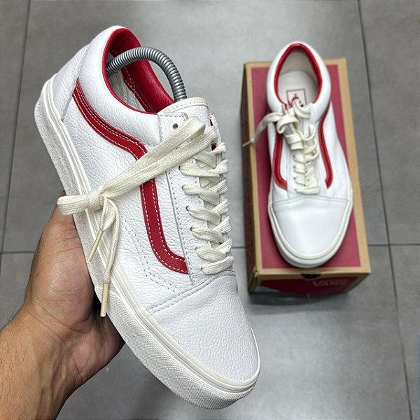 TENIS VANS OLD SKOOL VINTAGE LEATHER BLANC DE BLANC (COMPLETO)