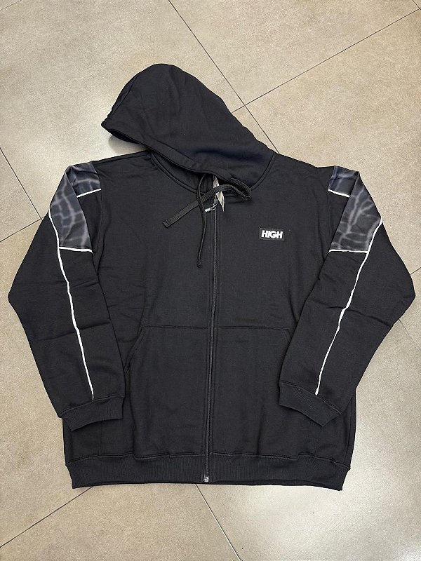 MOLETOM HIGH COMPANY TRACK ZIPPED HOODIE BLACK