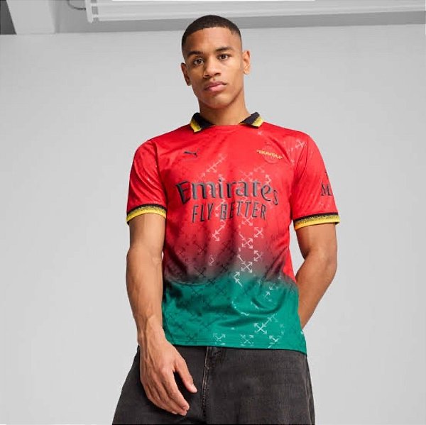 OFF-WHITE X PUMA CAMISETA AC MILAN TORCEDOR JERSEY RED