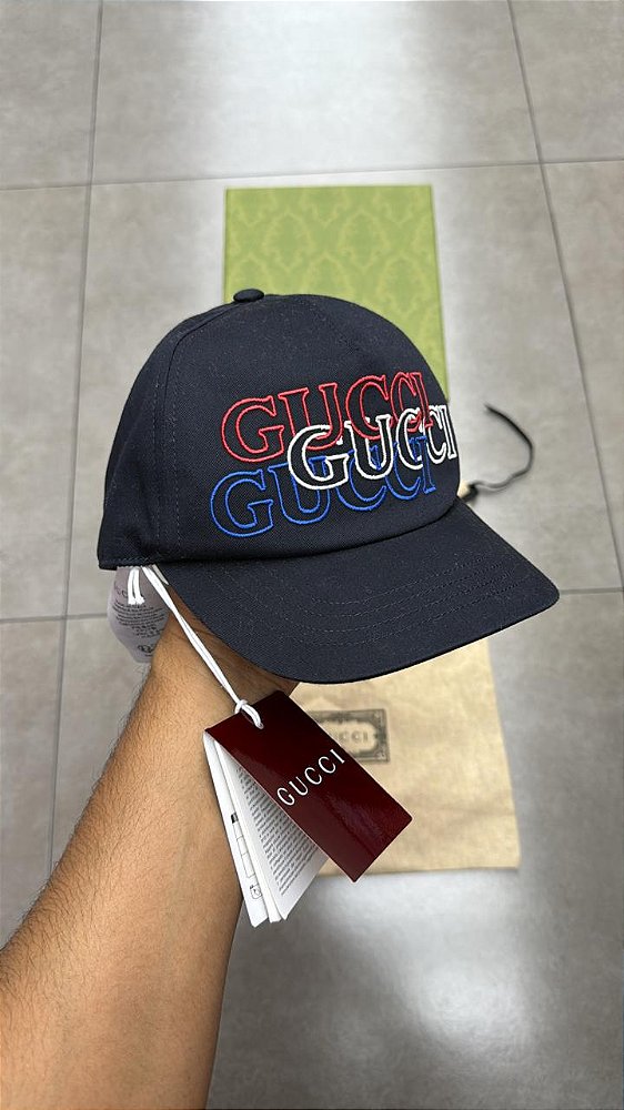 BONÉ GUCCI REPEAT LOGO NAVY