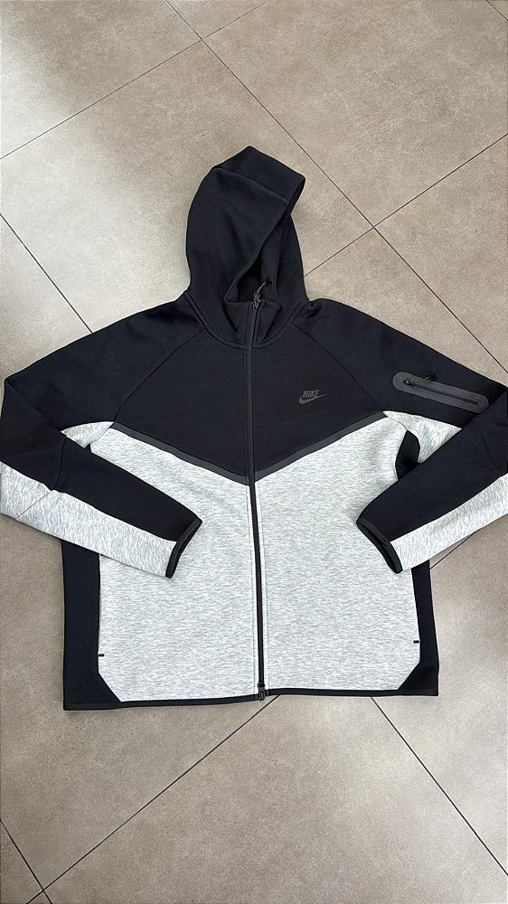 MOLETOM NIKE SPORTSWEAR TECH FLEECE ZIP UP HOODIE BLACK GREY