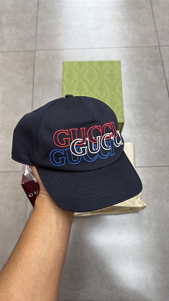BONÉ GUCCI REPEAT LOGO NAVY