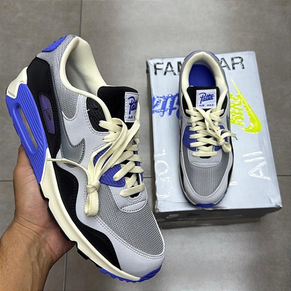 TÊNIS PATTA X NIKE AIR MAX 90 SAPPHIRE PARTICLE GREY (COMPLETO)