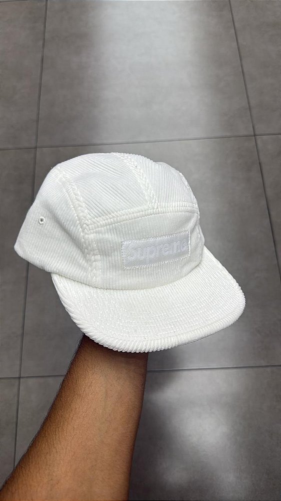 BONÉ SUPREME CORDUROY CAMP CAP WHITE