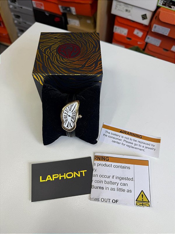 RELÓGIO LAPHONT MELTING LARGE GOLD STRAP BLACK DIAL WHITE