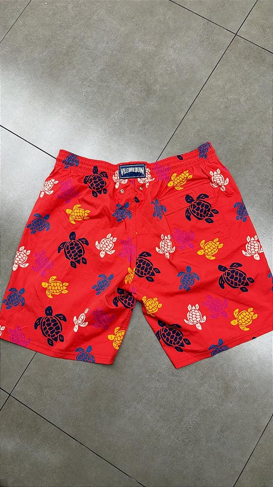 SHORTS VILEBREQUIN TURTLE-PRINT SWIM RED